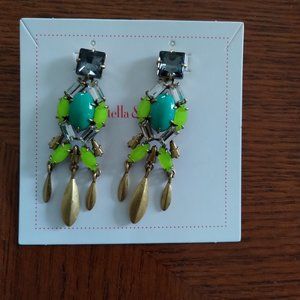 Turquoise Color Beaded Summer Necklace & NEW Stella & Dot Earrings